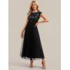 image:imageEverPretty Womens Sequin Round Neck Cap Sleeve Formal Wedding Guest Dress Pleated ALine Midi Cocktail Dresses 02769Black