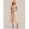 image:imageEverPretty Womens Sequin Round Neck Cap Sleeve Formal Wedding Guest Dress Pleated ALine Midi Cocktail Dresses 02769Gold