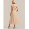 image:imageEverPretty Womens Sequin Round Neck Cap Sleeve Formal Wedding Guest Dress Pleated ALine Midi Cocktail Dresses 02769Gold