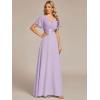 image:imageEverPretty Womens Summer Short Sleeve Chiffon Empire Waist Floor Length Formal Bridesmaid Dress Mother of Bride DressesFrosted Lilac