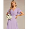 image:imageEverPretty Womens Summer Short Sleeve Chiffon Empire Waist Floor Length Formal Bridesmaid Dress Mother of Bride DressesFrosted Lilac