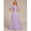 image:imageEverPretty Womens Summer Short Sleeve Chiffon Empire Waist Floor Length Formal Bridesmaid Dress Mother of Bride DressesFrosted Lilac