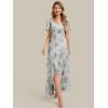image:imageEverPretty Womens VNeck Short Sleeves Bridesmaid Dress Chiffon Asymmetrical Hem Formal Wedding Guest Dresses 02758Amber Bloom