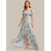 image:imageEverPretty Womens VNeck Short Sleeves Bridesmaid Dress Chiffon Asymmetrical Hem Formal Wedding Guest Dresses 02758Amber Bloom