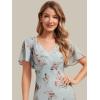 image:imageEverPretty Womens VNeck Short Sleeves Bridesmaid Dress Chiffon Asymmetrical Hem Formal Wedding Guest Dresses 02758Amber Bloom