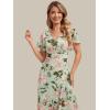 image:imageEverPretty Womens VNeck Short Sleeves Bridesmaid Dress Chiffon Asymmetrical Hem Formal Wedding Guest Dresses 02758Light Green Floral