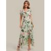 image:imageEverPretty Womens VNeck Short Sleeves Bridesmaid Dress Chiffon Asymmetrical Hem Formal Wedding Guest Dresses 02758Light Green Floral