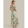 image:imageEverPretty Womens VNeck Short Sleeves Bridesmaid Dress Chiffon Asymmetrical Hem Formal Wedding Guest Dresses 02758Light Green Floral