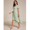 image:imageEverPretty Womens Wedding Guest Dress Chiffon V Neck Ruched Short Sleeves Midi High Low Birthday Semi Formal Dresses 02088Mint Green