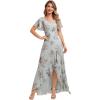 image:imageEverPretty Womens VNeck Short Sleeves Bridesmaid Dress Chiffon Asymmetrical Hem Formal Wedding Guest Dresses 02758Amber Bloom