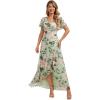 image:imageEverPretty Womens VNeck Short Sleeves Bridesmaid Dress Chiffon Asymmetrical Hem Formal Wedding Guest Dresses 02758Light Green Floral