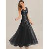 image:imageEverPretty Womens Sequin VNeck Formal Evening Dresses Cap Sleeves Maxi Mother of Bride Dress 02559Black