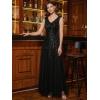 image:imageEverPretty Womens Sequin VNeck Formal Evening Dresses Cap Sleeves Maxi Mother of Bride Dress 02559Black