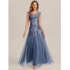 image:imageEverPretty Womens Sequin VNeck Formal Evening Dresses Cap Sleeves Maxi Mother of Bride Dress 02559Dusty Blue