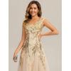 image:imageEverPretty Womens Sequin VNeck Formal Evening Dresses Cap Sleeves Maxi Mother of Bride Dress 02559Gold