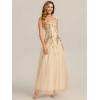image:imageEverPretty Womens Sequin VNeck Formal Evening Dresses Cap Sleeves Maxi Mother of Bride Dress 02559Gold