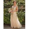 image:imageEverPretty Womens Sequin VNeck Formal Evening Dresses Cap Sleeves Maxi Mother of Bride Dress 02559Gold