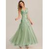 image:imageEverPretty Womens Sequin VNeck Formal Evening Dresses Cap Sleeves Maxi Mother of Bride Dress 02559Mint Green