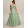 image:imageEverPretty Womens Sequin VNeck Formal Evening Dresses Cap Sleeves Maxi Mother of Bride Dress 02559Mint Green