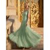image:imageEverPretty Womens Sequin VNeck Formal Evening Dresses Cap Sleeves Maxi Mother of Bride Dress 02559Mint Green