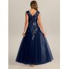 image:imageEverPretty Womens Sequin VNeck Formal Evening Dresses Cap Sleeves Maxi Mother of Bride Dress 02559Navy Blue
