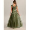 image:imageEverPretty Womens Sequin VNeck Formal Evening Dresses Cap Sleeves Maxi Mother of Bride Dress 02559Olive Green