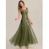 image:imageEverPretty Womens Sequin VNeck Formal Evening Dresses Cap Sleeves Maxi Mother of Bride Dress 02559Olive Green
