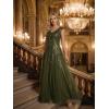 image:imageEverPretty Womens Sequin VNeck Formal Evening Dresses Cap Sleeves Maxi Mother of Bride Dress 02559Olive Green