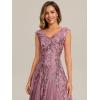 image:imageEverPretty Womens Sequin VNeck Formal Evening Dresses Cap Sleeves Maxi Mother of Bride Dress 02559Orchid