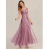 image:imageEverPretty Womens Sequin VNeck Formal Evening Dresses Cap Sleeves Maxi Mother of Bride Dress 02559Orchid