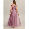 image:imageEverPretty Womens Sequin VNeck Formal Evening Dresses Cap Sleeves Maxi Mother of Bride Dress 02559Orchid