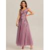 image:imageEverPretty Womens Sequin VNeck Formal Evening Dresses Cap Sleeves Maxi Mother of Bride Dress 02559Orchid