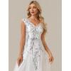 image:imageEverPretty Womens Sequin VNeck Formal Evening Dresses Cap Sleeves Maxi Mother of Bride Dress 02559White