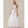 image:imageEverPretty Womens Sequin VNeck Formal Evening Dresses Cap Sleeves Maxi Mother of Bride Dress 02559White