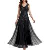image:imageEverPretty Womens Sequin VNeck Formal Evening Dresses Cap Sleeves Maxi Mother of Bride Dress 02559Black
