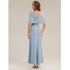 image:imageEverPretty Womens Strapless Short Sleeves Formal Wedding Guest Dress Knit Maxi Sheath Bridemaid Dresses 02693Ice Blue