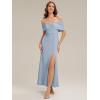 image:imageEverPretty Womens Strapless Short Sleeves Formal Wedding Guest Dress Knit Maxi Sheath Bridemaid Dresses 02693Ice Blue
