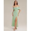 image:imageEverPretty Womens Strapless Short Sleeves Formal Wedding Guest Dress Knit Maxi Sheath Bridemaid Dresses 02693Mint Green
