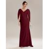 image:imageEverPretty Womens VNeck Knit Formal Dress Train Length Mermaid Cape Sleeve Evening Dresses 02686Burgundy