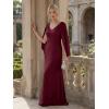 image:imageEverPretty Womens VNeck Knit Formal Dress Train Length Mermaid Cape Sleeve Evening Dresses 02686Burgundy