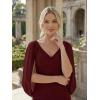 image:imageEverPretty Womens VNeck Knit Formal Dress Train Length Mermaid Cape Sleeve Evening Dresses 02686Burgundy