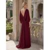 image:imageEverPretty Womens VNeck Knit Formal Dress Train Length Mermaid Cape Sleeve Evening Dresses 02686Burgundy