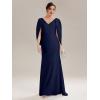 image:imageEverPretty Womens VNeck Knit Formal Dress Train Length Mermaid Cape Sleeve Evening Dresses 02686Navy Blue