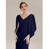 image:imageEverPretty Womens VNeck Knit Formal Dress Train Length Mermaid Cape Sleeve Evening Dresses 02686Navy Blue