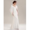 image:imageEverPretty Womens VNeck Knit Formal Dress Train Length Mermaid Cape Sleeve Evening Dresses 02686White