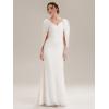 image:imageEverPretty Womens VNeck Knit Formal Dress Train Length Mermaid Cape Sleeve Evening Dresses 02686White