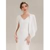 image:imageEverPretty Womens VNeck Knit Formal Dress Train Length Mermaid Cape Sleeve Evening Dresses 02686White