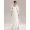 image:imageEverPretty Womens VNeck Knit Formal Dress Train Length Mermaid Cape Sleeve Evening Dresses 02686White