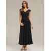 image:imageEverPretty Womens VNeck Sleeveless Ruched Waist ALine Midi Knit Wedding Guest Dress Semi Formal Dress 02734Black Polka Dot