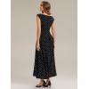 image:imageEverPretty Womens VNeck Sleeveless Ruched Waist ALine Midi Knit Wedding Guest Dress Semi Formal Dress 02734Black Polka Dot